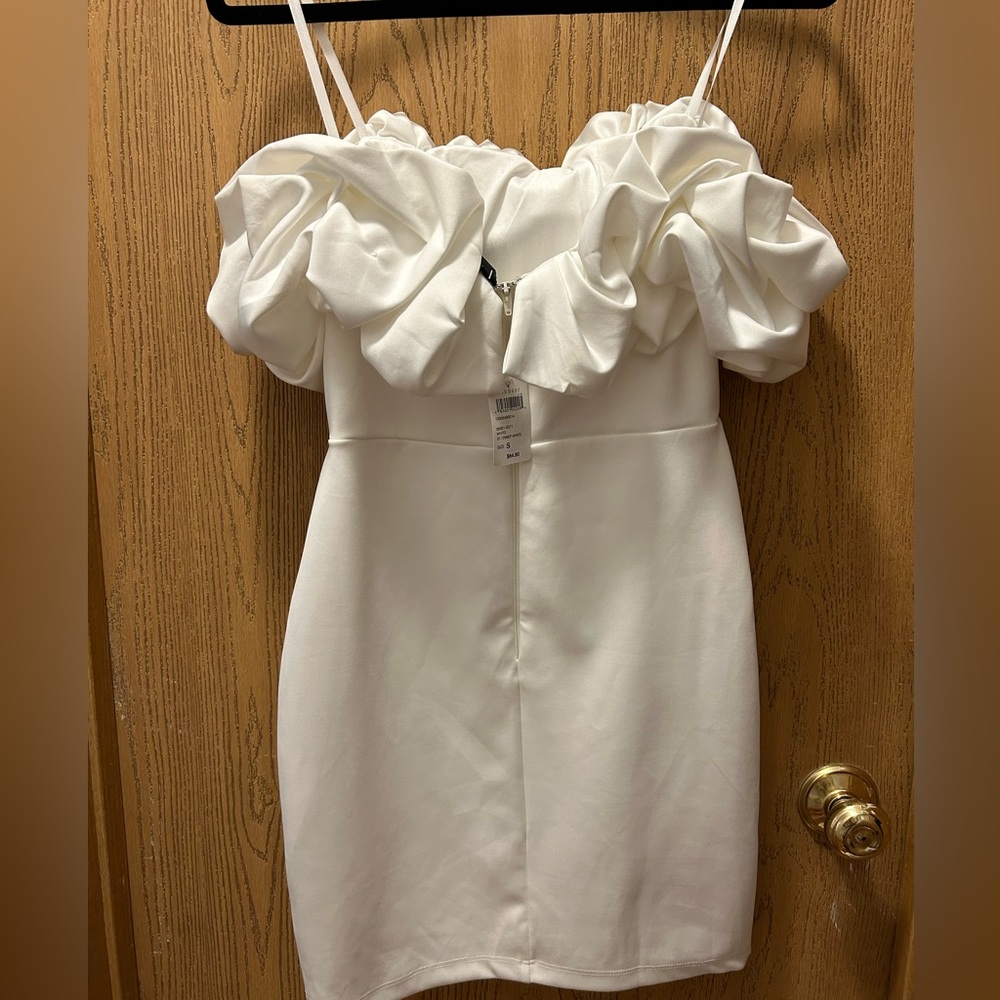 Windsor White Dress Ruffle Strapless Mini Dress - Picture 3 of 5